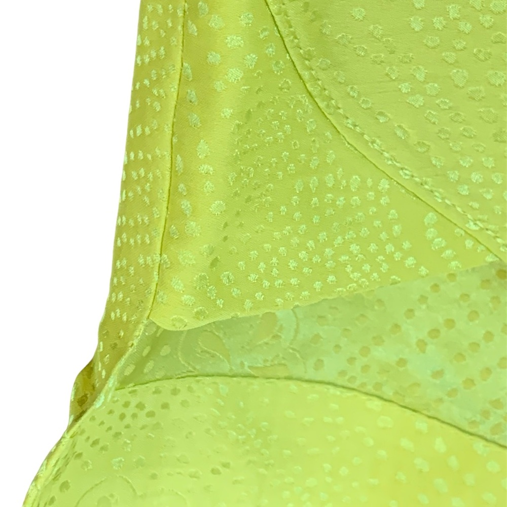 Rebecca Taylor women’s yellow green short sleeve blouse size 12 office career - Picture 6 of 13